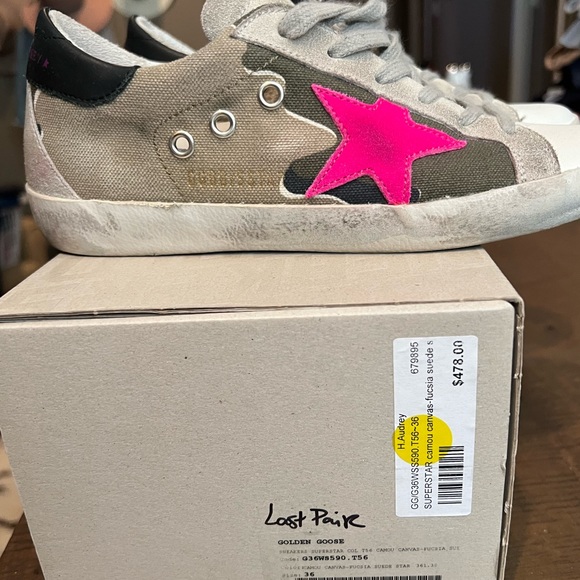 Golden goose superstar, camouflage, fuchsia star suede heel - size 36 - Picture 8 of 9